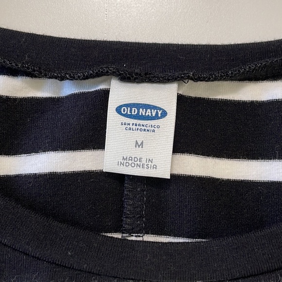 Old Navy Black White Striped Fitted T Shirt Dress Size M - Picture 5 of 6